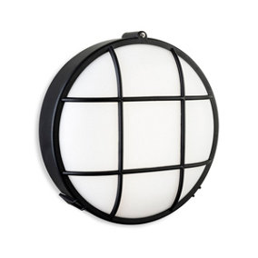 Luminosa Lewis LED Resin Bulkhead - Round Black with White Polycarbonate Diffuser IP44
