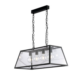 Luminosa Lexington Bar Lantern Ceiling Pendant, Black, Transparent, E27