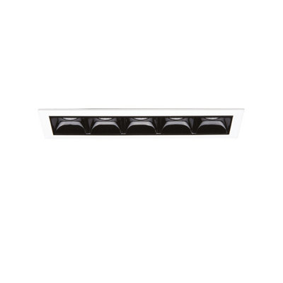 Luminosa Lika Rectangle 5 Light Recessed Downlight Black 146cm 4000K