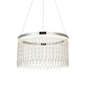 Luminosa Liliana Single Pendant Ceiling Lamp, Chrome Plate, Crystal Glass