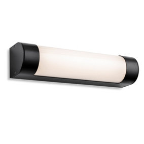 Luminosa Lima Bathroom LED Wall Light 300mm Black with Opal Diffuser IP44