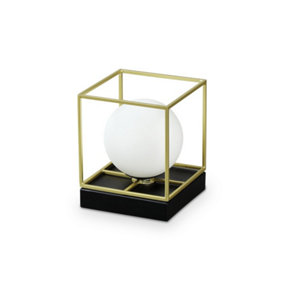 Luminosa Lingotto Decorative Cube Large Table Lamp Brass Satin, G9