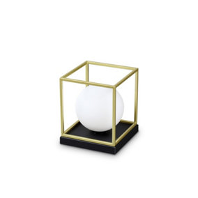 Luminosa Lingotto Decorative Cube Small Table Lamp Brass Satin, E14