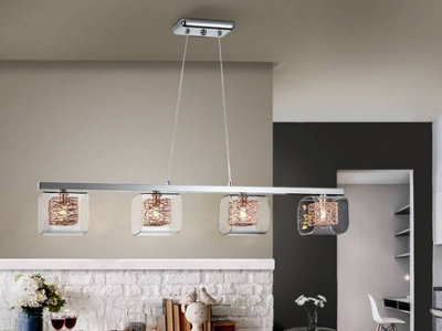 Luminosa Lios 4 Light Crystal Bar Ceiling Pendant Chrome copper