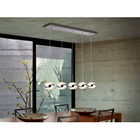 Luminosa Lipse Integrated LED 5 Light Cluster Drop Bar Ceiling Pendant Chrome