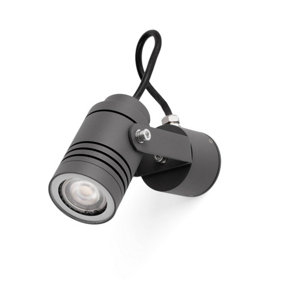 Luminosa Lit 1 Light Outdoor Wall Spotlight Dark Grey IP54, GU10