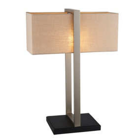 Luminosa Livigno Table Lamp Satin Nickel Plate & Natural Linen