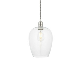 Luminosa Livorno Single Pendant Ceiling Lamp, Bright Nickel Plate, Glass