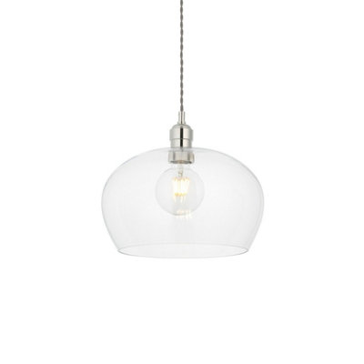 Luminosa Livorno Single Pendant Ceiling Lamp, Bright Nickel Plate, Glass