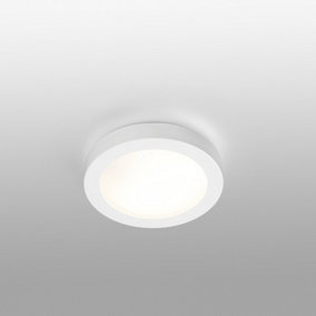 Luminosa Logos 1 Light Small Round Bathroom Flush Ceiling Light White IP44, E27