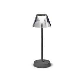 Luminosa LOLITA Dimmable Integrated LED Table Lamp Grey, In-Built Switch, 3000K, IP54