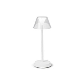 Luminosa LOLITA Dimmable Integrated LED Table Lamp White, In-Built Switch, 3000K, IP54