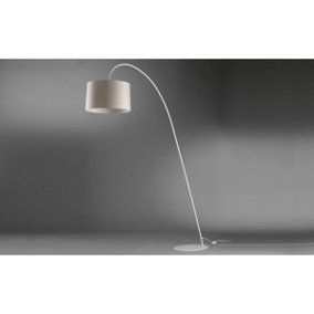 Luminosa Losanna White Arc Floor Lamp, Fabric Shade