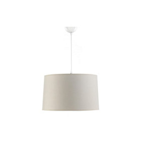 Luminosa Losanna White Cylindrical Pendant Ceiling Light, Fabric Shade