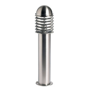 Luminosa Louvre Outdoor Bollard Light Polished Stainless Steel, Clear Polycarbonate IP44, E27