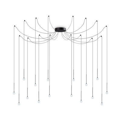 Luminosa LUCCIOLA 16 Light LED Cluster Pendant Ceiling Light Black, 3000K, Non-Dim