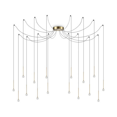 Luminosa LUCCIOLA 16 Light LED Cluster Pendant Ceiling Light Brass, 3000K, Non-Dim