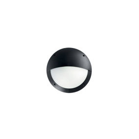 Luminosa Lucia 1 Light Half Diffuser Outdoor Flush Wall Light Black IP66, E27