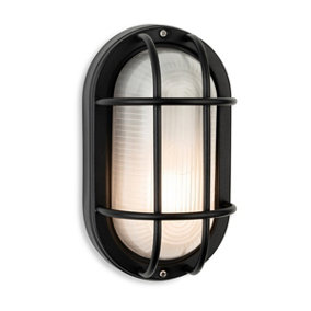 Luminosa Lugo Bulkhead Black with Frosted Glass IP44