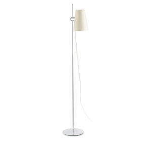 Luminosa Lupe 1 Light Adjustable Floor Lamp Chrome with White Shade, E27
