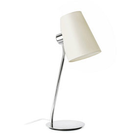 Luminosa Lupe 1 Light Table Lamp Chrome with White Shade, E27