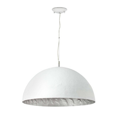 Luminosa Magma 3 Light Dome Ceiling Pendant Silver, White, E27