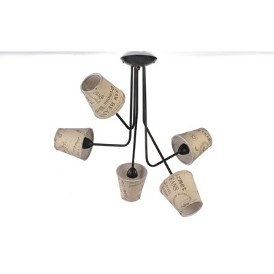Searchlight Maypole Deckenleuchte 5-armig – Schwarz Matt, E14 Fassung, Ca. 50x46x46 Cm