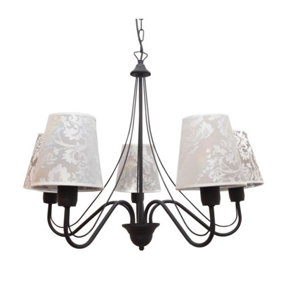 Luminosa Malbo Multi Arm Chandeliers With Shades Black, Grey 65cm