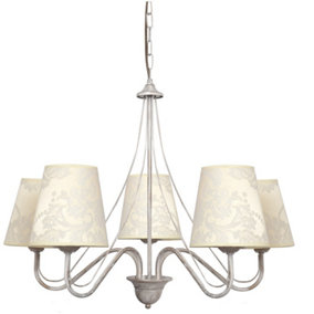 Luminosa Malbo Multi Arm Chandeliers With Shades White, Gold 65cm
