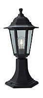Luminosa Malmo 1 Light Pedstal Lantern - Pillar Black Resin IP44, E27