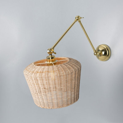 Luminosa Manila Rattan Large Wall Light, Polished Brass
