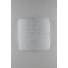 Luminosa Maori Decorative Flush Ceiling Light, White Glass, E27