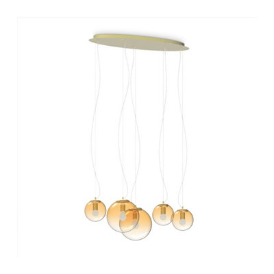 Luminosa Mapa Clear 5 Light Cluster Pendant Ceiling Light Amber