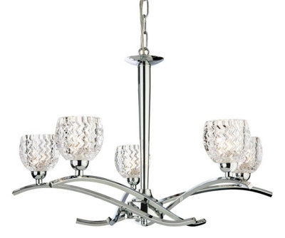 Luminosa Maple 5 Light Chandelier Chrome, Moulded Clear Glass, G9
