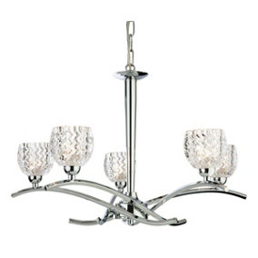 Luminosa Maple 5 Light Chandelier Chrome, Moulded Clear Glass, G9