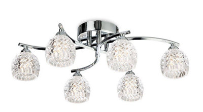 Luminosa Maple 6 Light Flush Light Chrome, Moulded Clear Glass, G9