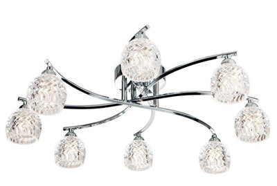 Luminosa Maple 8 Light Flush Light Chrome, Moulded Clear Glass, G9
