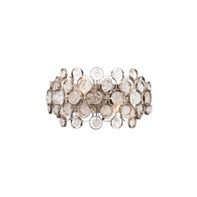 Luminosa Marella Wall Bright Nickel Plate & Clear Glass 2 Light Dimmable IP20 - E14