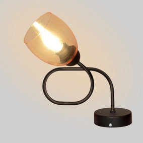 Luminosa Marietta Table Lamp Black, Amber 22cm