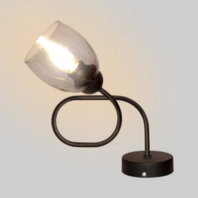 Luminosa Marietta Table Lamp Black, Smokey 22cm