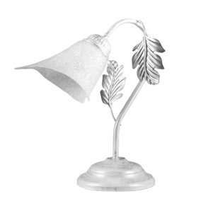Luminosa Marilena Glass Table Lamp, White, Silver