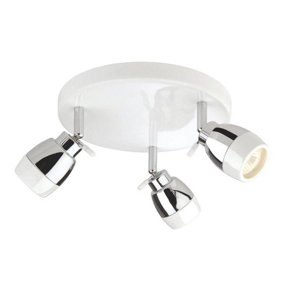 Luminosa Marine 3 Light Flush Bathroom Ceiling Light White, Chrome IP44, GU10