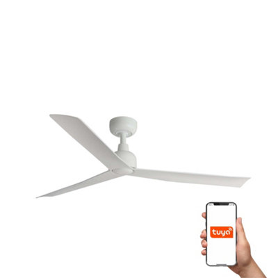 Luminosa Marine Medium 3 Blade Ceiling Fan Matt White Tuya Smart System