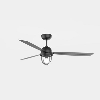 Luminosa Mariner LED Ceiling Fan Black, With E27 Lamp | DIY at B&Q