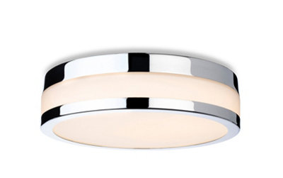 Luminosa Marnie 220cm LED Flush Ceiling Fitting Chrome with Opal White Glass IP44