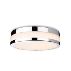 Luminosa Marnie 220cm LED Flush Ceiling Fitting Chrome with Opal White Glass IP44