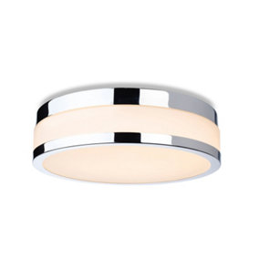 Luminosa Marnie 290cm LED Flush Ceiling Fitting Chrome with Opal White Glass IP44