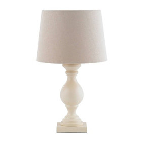 Luminosa Marsham Table Lamp Linen Effect, Ivory Painted Wood, E14
