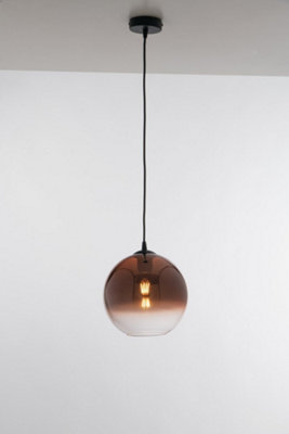 Luminosa Marte Globe Dome Pendant, Copper, Clear, E27