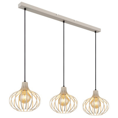 Luminosa Mateo Bar Pendant Ceiling Light Creme Coloured Matt 3x E27